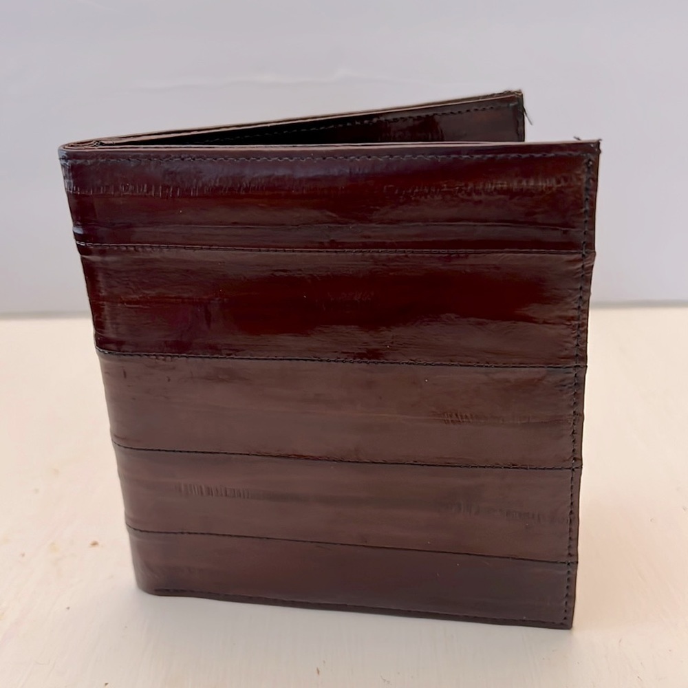 Vintage genuine eel skin fold over wallet